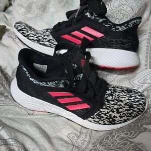 Adidas Black and Pink Patterned Sneakers